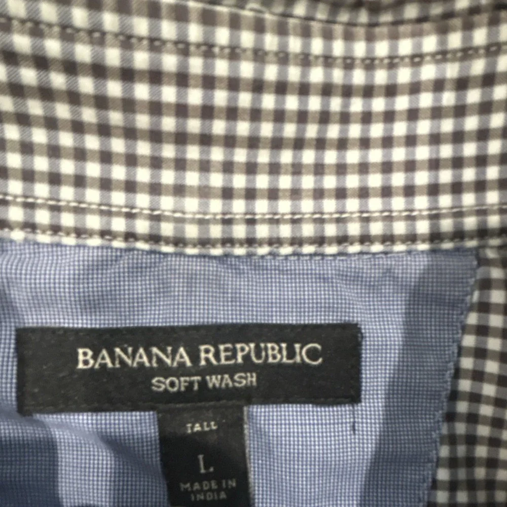 2 Banana Republic Men's Big & Tall Purple Check Dress Shirt L Cotton
